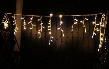 Гирлянда уличная бахрома LUMION 90Led 2x0,5m 230V&nbsp;белый теплый/белый мерцает 9LED IP44 EN